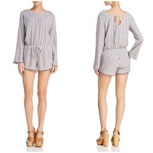 Cloth & Stone linen blend striped romper size S